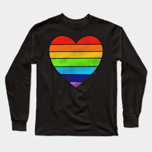 Retro Rainbow Heart Long Sleeve T-Shirt